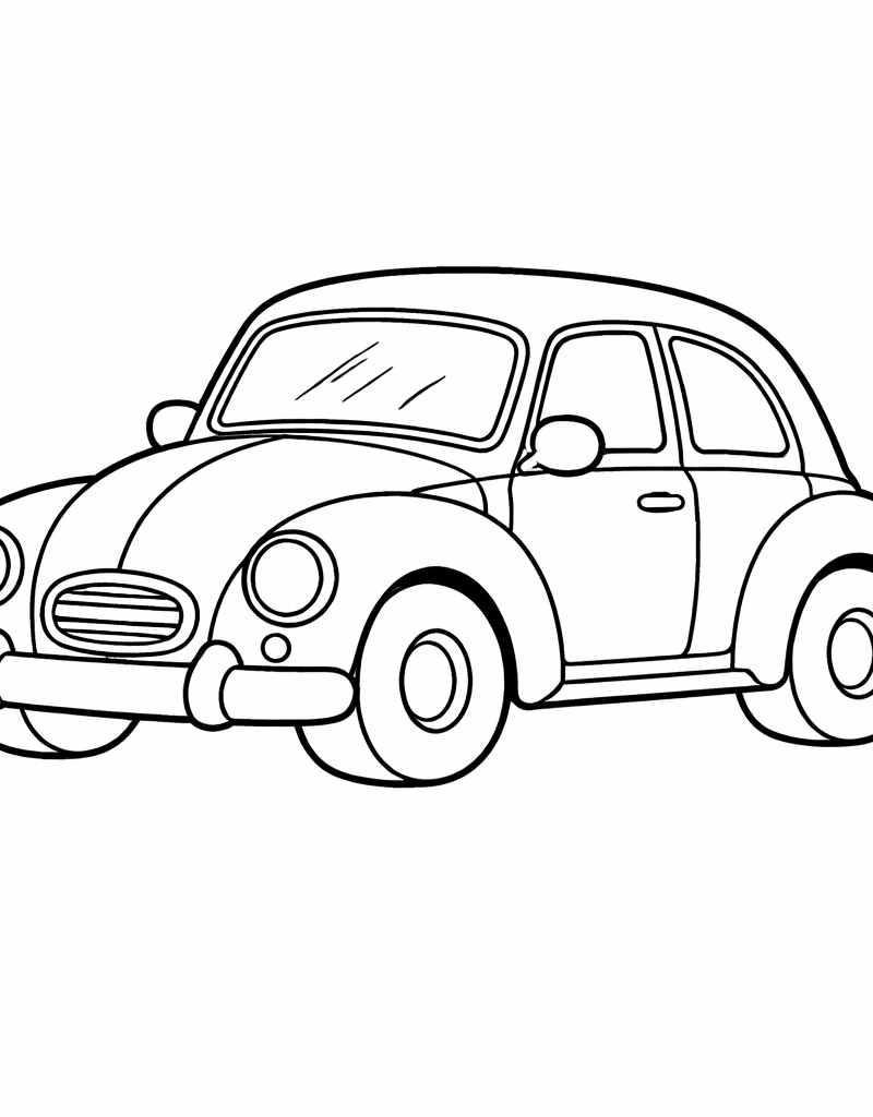 car colouring page for kids with simple cute car design