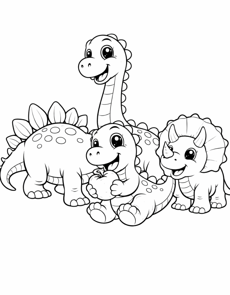cute dinosaur family coloring page printable for kids