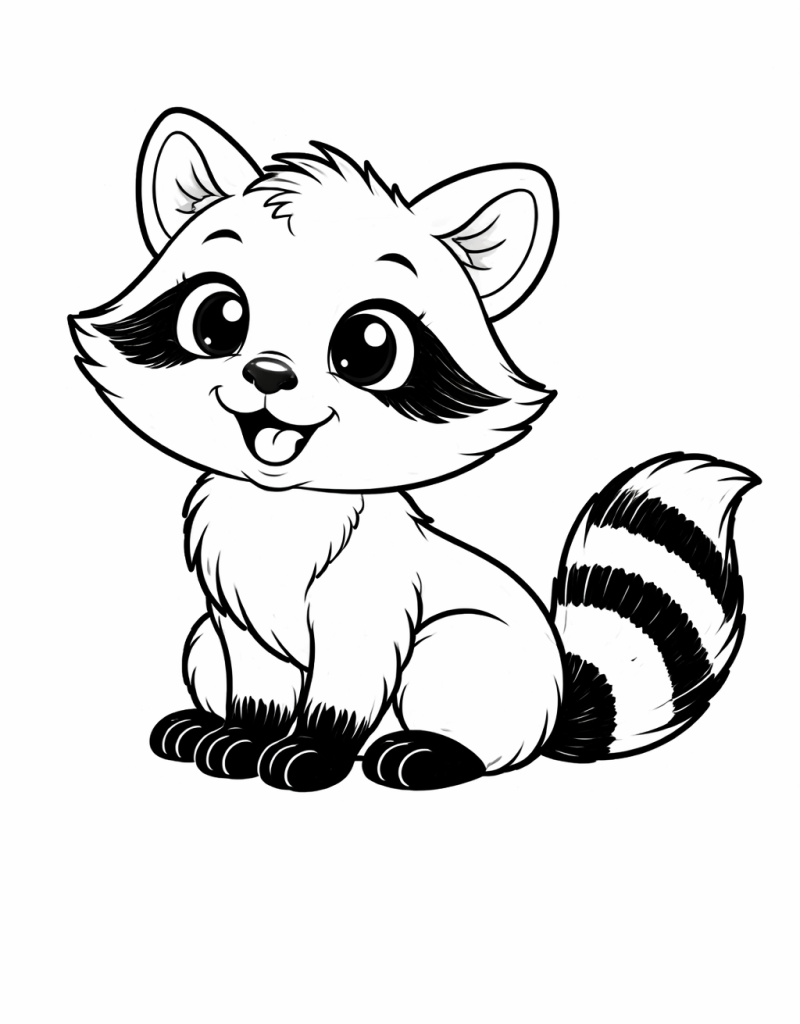 Cute Raccoon Colouring Page (Free Printable for Kids) - Oh Parrot