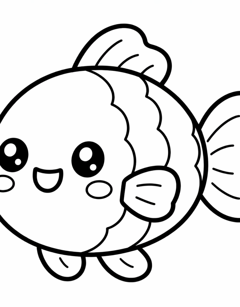 Easy Cute Fish Colouring Page for Kids (Free Printable) - Oh Parrot