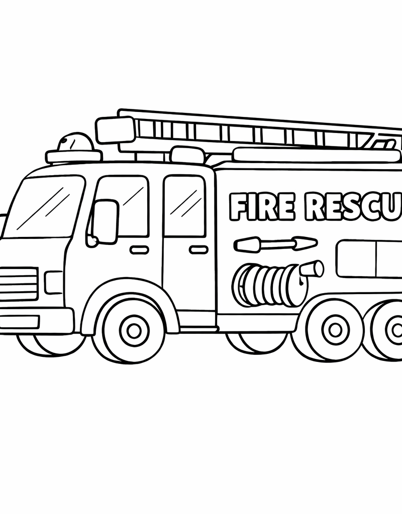 fire truck colouring page printable for kids emergency vehicle