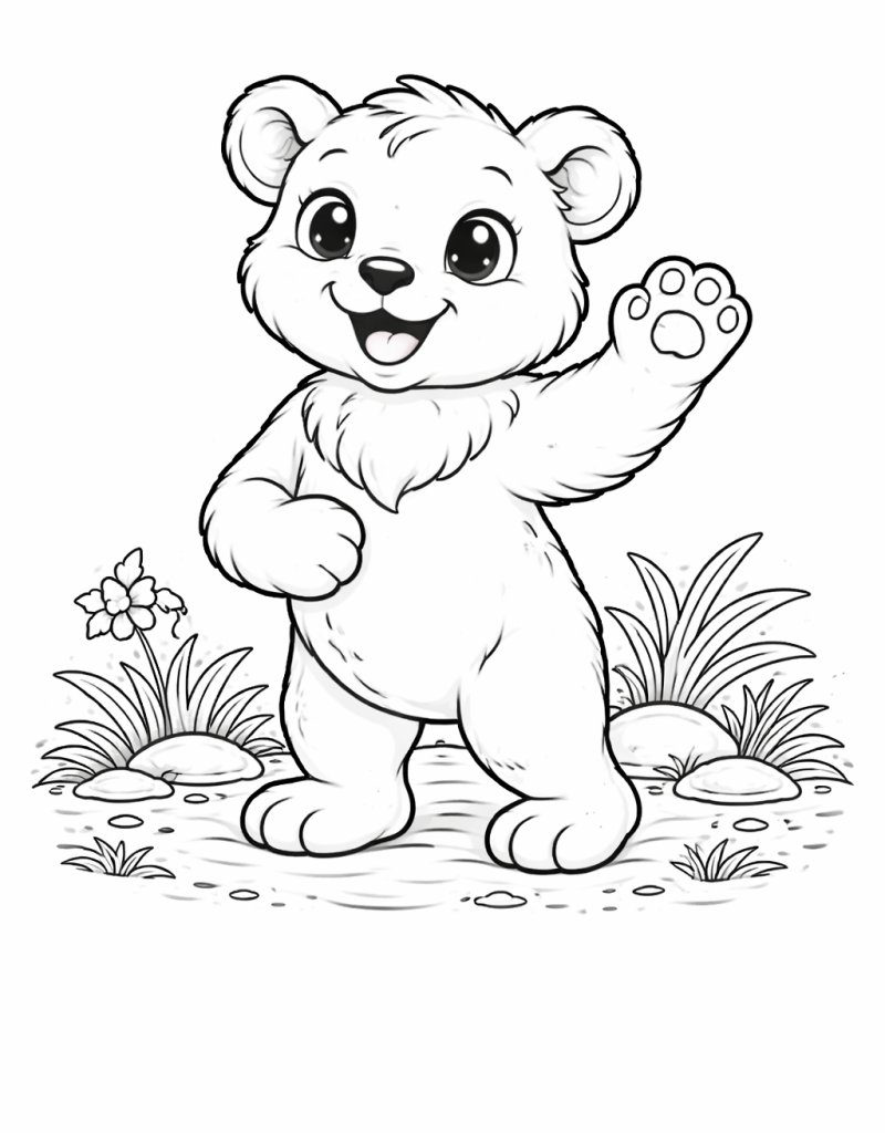 Friendly Bear Coloring Page for Kids (Free Printable) - Oh Parrot