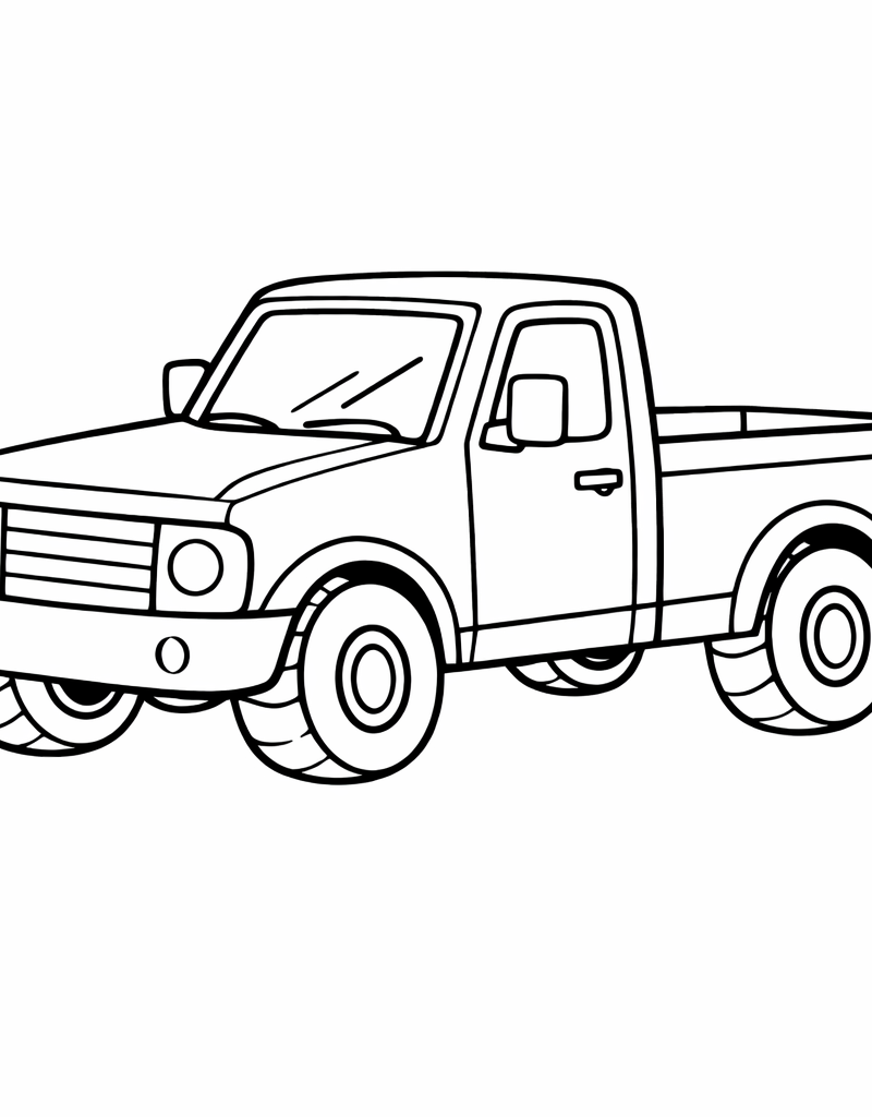 pickup truck colouring page for kids printable simple truck