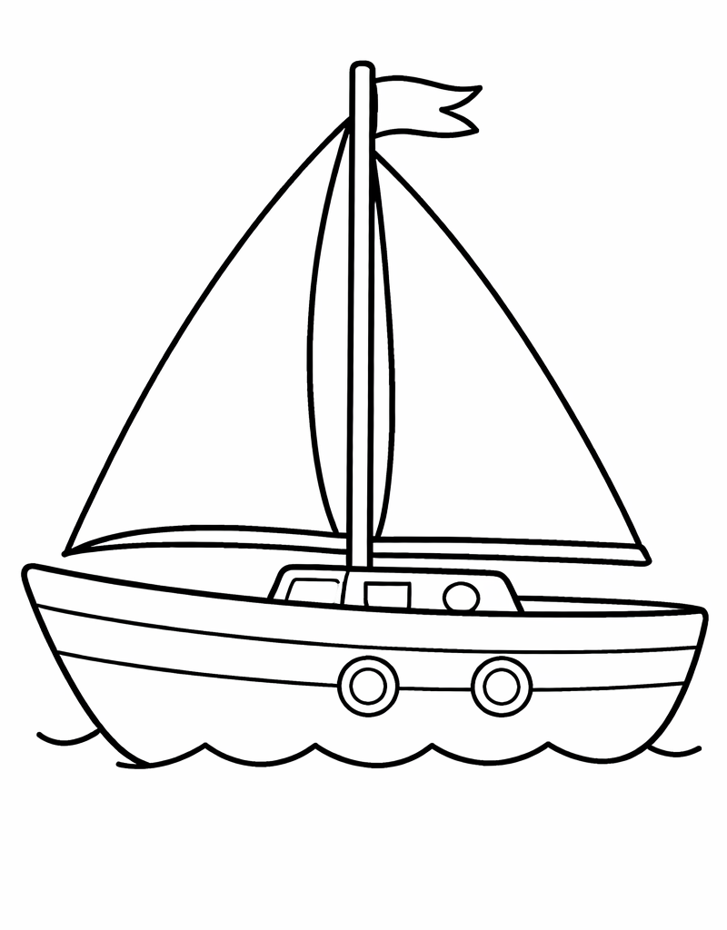 sailboat colouring page printable for kids simple boat
